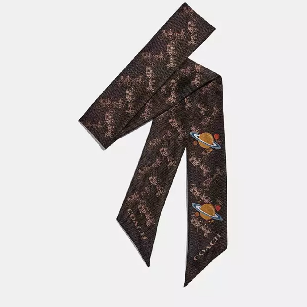 Coach Horse and Carriage Planet Print Silk Scarf